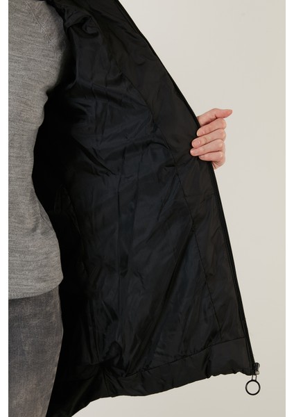 Slim Fit Yakası Suni Kürklü Çıkarılabilir Kapüşonlu Uzun Mont Bayan Mont 5760082
