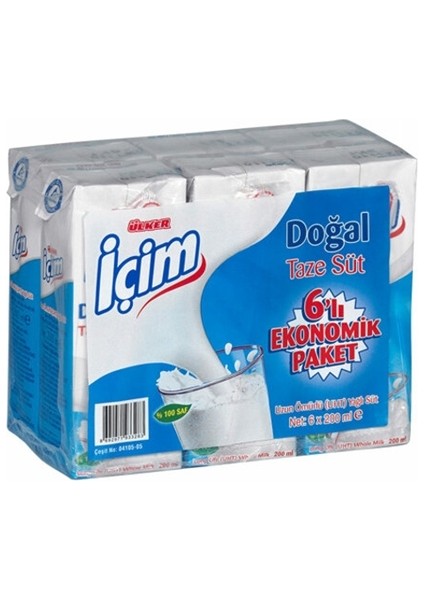 Içim Süt Sade 6X200 ml
