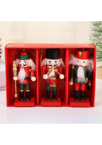 3pcs 3.9 Inç Mini Ahşap Fındıkçı Asker Süsleri Seti Asılı Bebek fiyatları