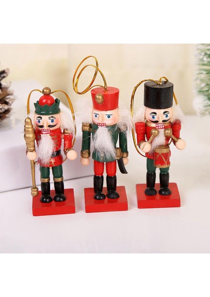 3pcs 3.9 Inç Mini Ahşap Fındıkçı Asker Süsleri Seti Asılı Bebek modelleri