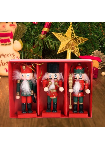 3pcs 3.9 Inç Mini Ahşap Fındıkçı Asker Süsleri Seti Asılı Bebek indirimleri