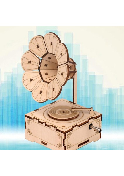 Oyuncak Için Ahşap Mekanik Yapı Fonograf Kiti Dıy(Yurt Dışından)