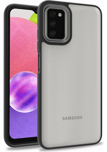 Samsung Galaxy A03S Kılıf Silikon Kenarlı Arkası Şeffaf Renkli Sert Flora Kapak