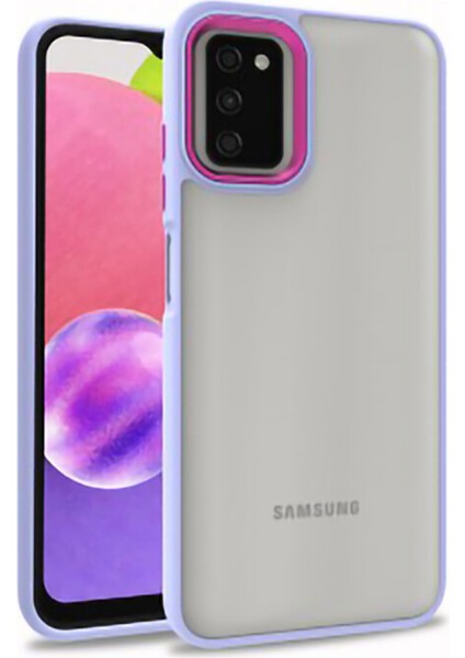 Samsung Galaxy A03S Kılıf Silikon Kenarlı Arkası Şeffaf Renkli Sert Flora Kapak