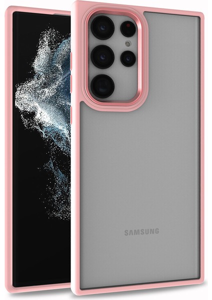 Samsung Galaxy S22 Ultra Kılıf Silikon Kenarlı Arkası Şeffaf Renkli Flora Kapak