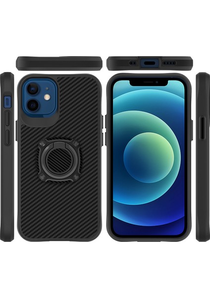 Apple Iphone 12 Kılıf Karbon Desenli Lux Yüzüklü Timo Kapak indirimleri