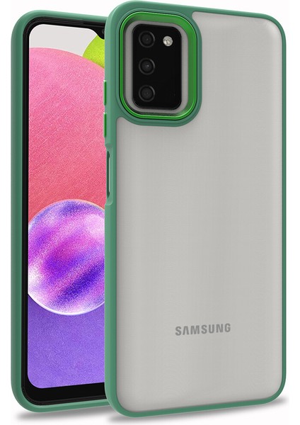 Samsung Galaxy A03S Kılıf Silikon Kenarlı Arkası Şeffaf Renkli Sert Flora Kapak