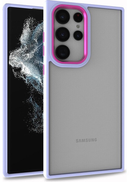 Samsung Galaxy S22 Ultra Kılıf Silikon Kenarlı Arkası Şeffaf Renkli Flora Kapak