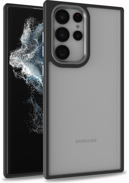 Samsung Galaxy S22 Ultra Kılıf Silikon Kenarlı Arkası Şeffaf Renkli Flora Kapak