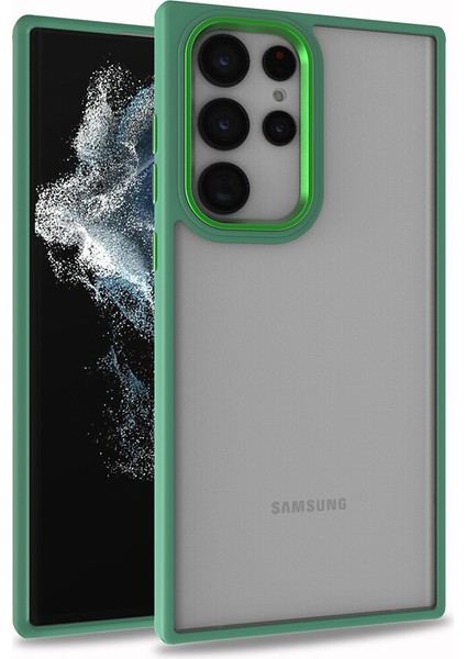 Samsung Galaxy S22 Ultra Kılıf Silikon Kenarlı Arkası Şeffaf Renkli Flora Kapak