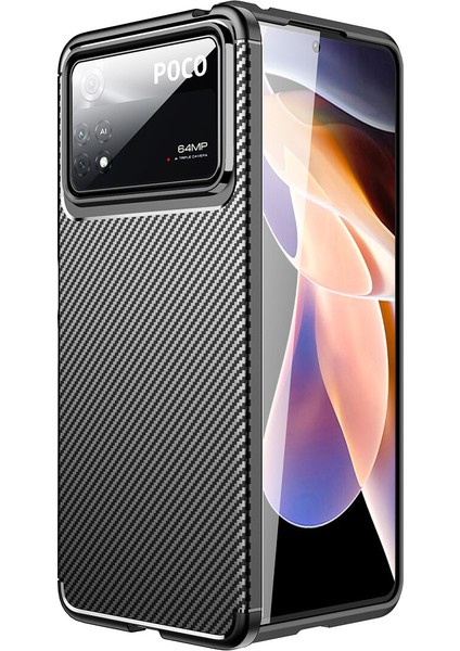 Xiaomi Poco X4 Pro 5g Kılıf Karbon Desenli Lux Negro Silikon
