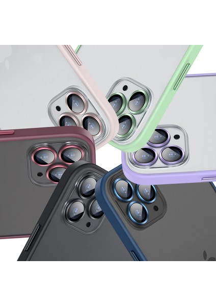 Apple Iphone 12 Pro Max Kılıf Renkli Kenarlı Kamera Lens Koruyuculı Retro Kapak