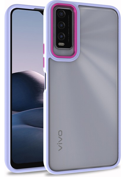 Vivo Y11S Kılıf Silikon Kenarlı Renkli Flora Kapak