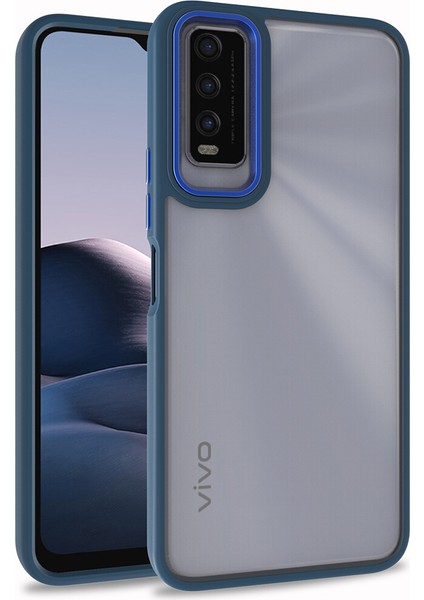 Vivo Y20S Kılıf Silikon Kenarlı Renkli Flora Kapak