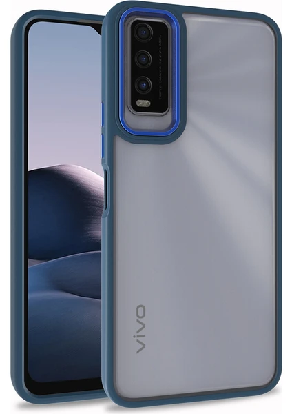 Kny Vivo Y20S Kılıf Silikon Kenarlı Renkli Flora Kapak