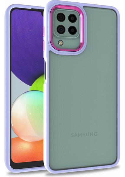 Samsung Galaxy A22 Kılıf Silikon Kenarlı Renkli Flora Kapak