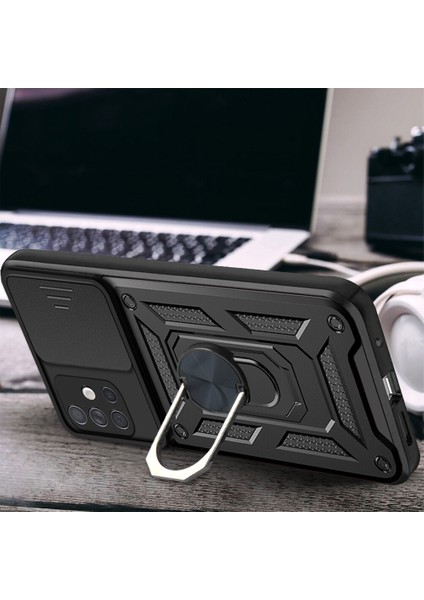 Xiaomi Poco M4 Pro Kılıf Ultra Korumalı Yüzüklü Manyetik Sürgülü Vega Kapak