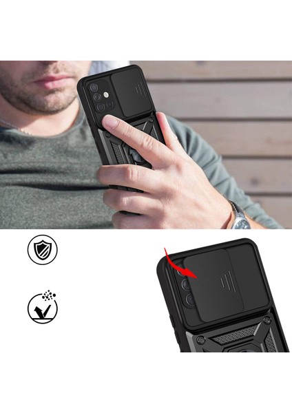Xiaomi Poco M4 Pro Kılıf Ultra Korumalı Yüzüklü Manyetik Sürgülü Vega Kapak