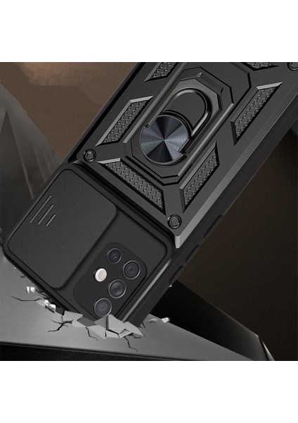 Xiaomi Poco M4 Pro Kılıf Ultra Korumalı Yüzüklü Manyetik Sürgülü Vega Kapak