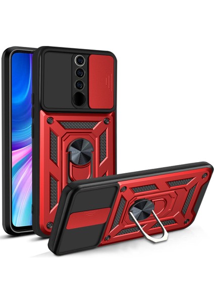 Xiaomi Redmi Note 8 Pro Kılıf Ultra Korumalı Yüzüklü Manyetik Sürgülü Vega Kapak