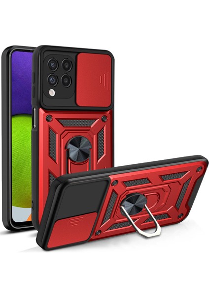 Samsung Galaxy M32 Kılıf Ultra Korumalı Yüzüklü Manyetik Sürgülü Vega Kapak