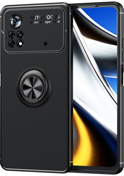 Xiaomi Poco X4 Pro 5g Kılıf Yüzüklü Manyetik Ravel Silikon
