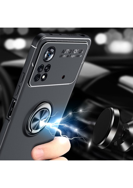 Xiaomi Poco M4 Pro 4g Kılıf Yüzüklü Manyetik Ravel Silikon
