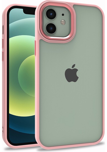 Apple Iphone 12 Pro Kılıf Silikon Kenarlı Arkası Şeffa Renkli Flora Sert Kapak