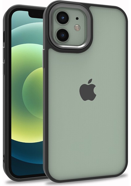 Apple Iphone 12 Kılıf Silikon Kenarlı Arkası Şeffa Renkli Flora Sert Kapak