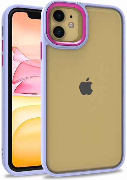 Apple Iphone 11 Kılıf Silikon Kenarlı Arkası Şeffa Renkli Flora Sert Kapak