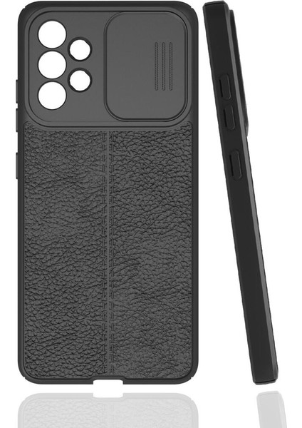 Samsung Galaxy A72 Kılıf Deri Desenli Kamera Korumalı Sürgülü Niss Silikon