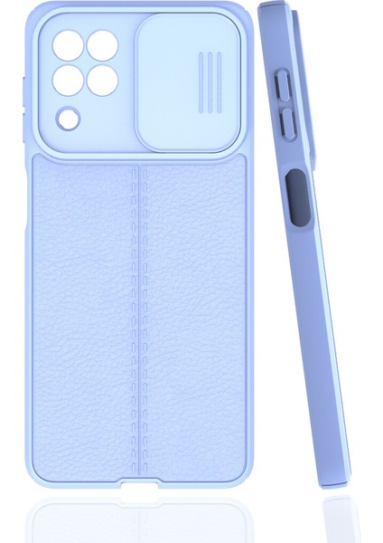 Samsung Galaxy A22 Kılıf Deri Desenli Kamera Korumalı Sürgülü Niss Silikon
