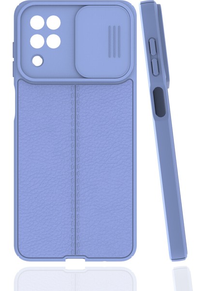 Samsung Galaxy A12 Kılıf Deri Desenli Kamera Korumalı Sürgülü Niss Silikon