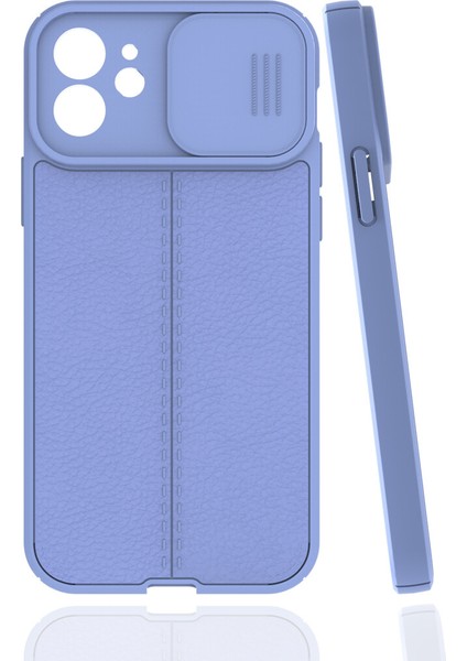 Apple Iphone 12 Kılıf Deri Desenli Kamera Korumalı Sürgülü Niss Silikon