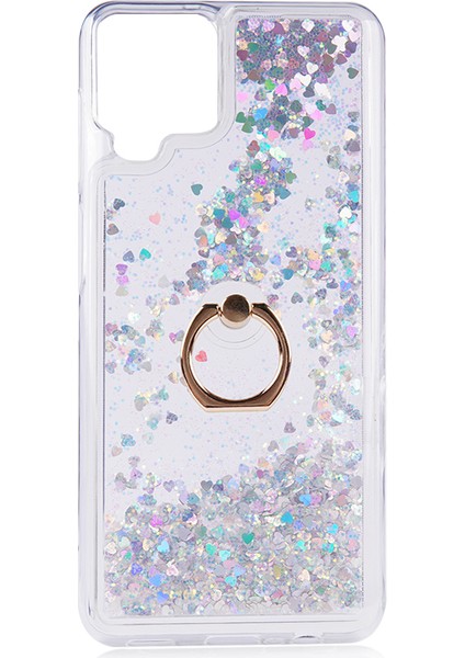 Samsung Galaxy M32 Kılıf Sulu Simli Yüzüklü Milce Kapak