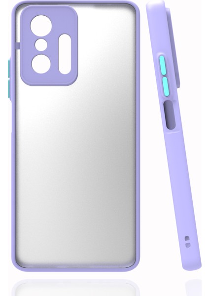 Xiaomi Mi 11T Pro Kılıf Renkli Kenarlı Buzlu Kamera Korumalı Hux Kapak