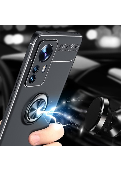 Xiaomi 12 Pro Kılıf Yüzüklü Manyetik Ravel Silikon