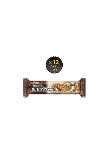 Burçak Sütlü Kremalı Yulaflı Bisküvi 100 gr x 12 Adet