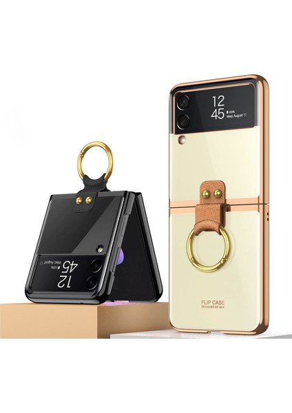 Samsung Galaxy Z Flip 3 Kılıf Yüzüklü Şeffaf Kipta Kapak