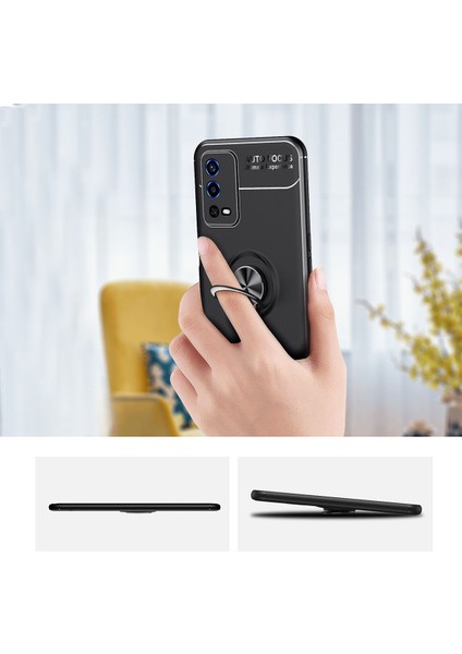 Oppo A55 4g Kılıf Yüzüklü Manyetik Ravel Silikon