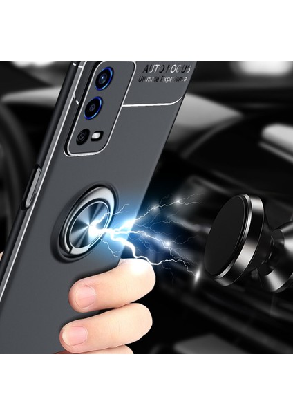 Oppo A55 4g Kılıf Yüzüklü Manyetik Ravel Silikon