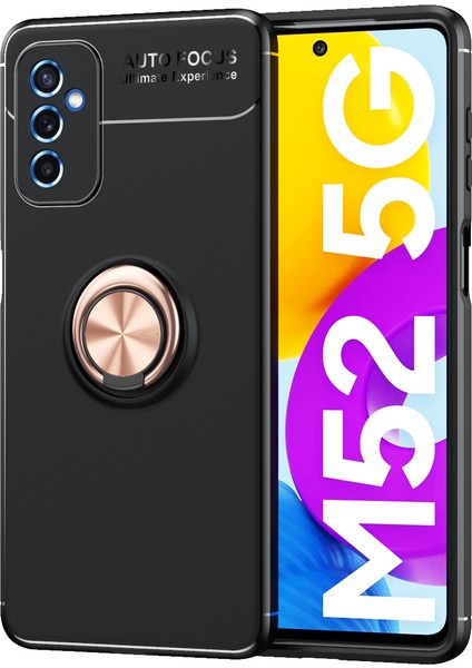 Samsung Galaxy M52 Kılıf Yüzüklü Manyetik Ravel Silikon