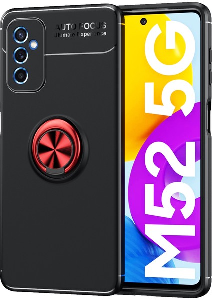 Samsung Galaxy M52 Kılıf Yüzüklü Manyetik Ravel Silikon