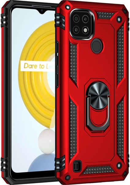 Realme C21 Kılıf Yüzüklü Manyetik Ultra Korumalı Vega Kapak