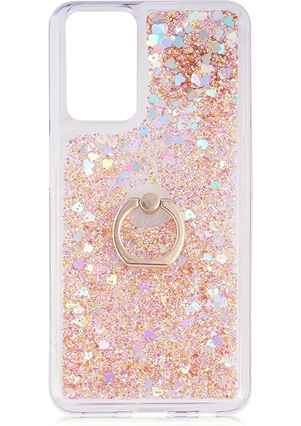 Oppo A16 Kılıf Sulu Simli Hareketli Yüzüklü Milce Silikon