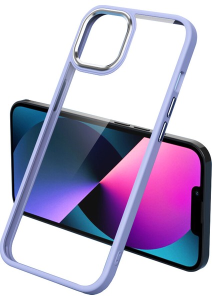 Apple Iphone 12 Pro Max Kılıf Renkli Silikon Kenarlı Şeffaf Krom Kapak