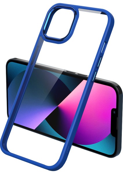 Apple Iphone 12 Pro Max Kılıf Renkli Silikon Kenarlı Şeffaf Krom Kapak