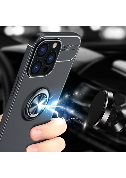 Apple Iphone 13 Pro Max Kılıf Yüzüklü Manyetik Ravel Silikon