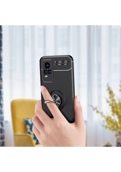 Vivo V21 E Kılıf Yüzüklü Manyetik Ravel Silikon