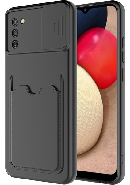 Samsung Galaxy A02S Kılıf Kamera Korumalı Sürgülü Kartlıklı Kartix Silikon